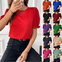 Clothing Blouse Short Sleeve Blouses Elegant Streetwear Solid