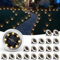 Solar-Powered 8 LED Stainless Steel In-Ground Light – Waterproof Garden & Pathway Lighting (White/Warm Light)