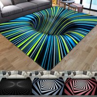 Sijiali Door Mat Abstract Geometric Pattern Non Slip Polyester Machine Washable 3D Illusion Rug Bedroom