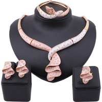 African Beads Jewelry set Women Gold Colorful Crystal Wedding Party Necklace Bangle Earring Ring