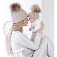 Parent clothing creative autumn winter all matching hairball warm mother parent knitted hat