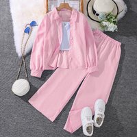 Two Piece Set Long Sleeved Shirt Wide Leg Pants Autumn Style Clothing Old