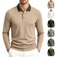 Men's Heavyweight Long Sleeve Polo Shirt Casual Color Block Business Wrinkle Free Breathable Lapel Spring Autumn