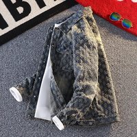 American Retro Washed Vintage Jacquard High Street Denim For Men Spring Autumn Loose Casual Jacket Top
