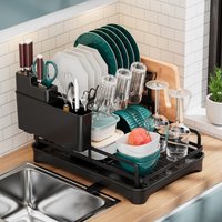 Double layer Stacked Kitchen Dish Rack Drain Storage Rack Household Cupboard Storage Dishes Dish Bowl Chopsticks Storage Rack