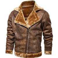 Men's Wear Lapel Leather Jacket With Fleece Thickened Casual Men's Fur Coat