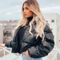 Women's Warm Short Bread Coat Autumn And Winter Leather Cotton Clothing Style Stand Collar Leather Jacket
