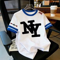Clothing Minimalist Artistic NY Print Block Crew Neck T Shirt Short Sleeved Sporty Casual Style Suitable All Seasons