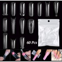 60 Pieces/Bag Uv Gel Polishing Fast Building Mold Acrylic Fake Nail Art Reminder Dual System Nail Accessories Extension Nail Form