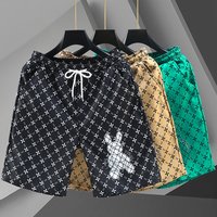 Lightweight Breathable Linen Blend Beach Shorts Quick Dry Striped Casual Swimwear Pants Drawstring Waist Green Yellow