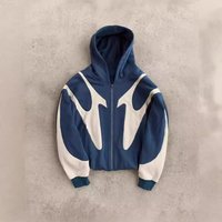 Gothic Y2K Streetwear Hooded Zip-Up Jacket - Oversized Unisex Harajuku Style Pullover With Patchwork Design (Black, Grey, Blue, Green)