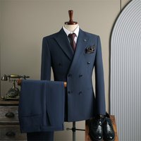  Blue Double Breasted Suit – British Style Formal & Wedding Groomsmen Suit 