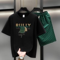 Style Summer Trendy Light Luxury Two Piece Set Loose Short Sleeved Casual T Shirt Shorts Style Handsome Suit