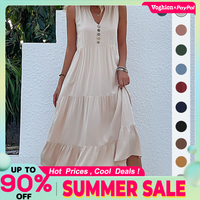 Sleeveless Loose Relaxed Solid Color Dress