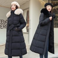 Warm Winter Jacket Women’s Mid-length Over-the-knee Korean Style Loose Thickened Cotton Coat Fashionable
