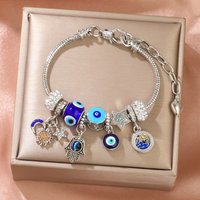 Pan's DIY Blue Demon Eye Glass Inlaid Diamond Star Exquisite Matching Trendy Personality Bracelet