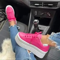 Sneakers 2024 Trend Fashion Vulcanized Wedge Breathable Leather Design Casual Walking Comfort Platform Autumn Shoes