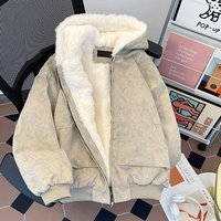 Clothing Winter Fleece Lined Thickened Hooded Cotton Padded Jacket Retro Sports Warm Trendy Brand Cotton Padded Jacket