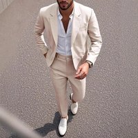 Clothing Solid Elegant Banquet Attire Light Business Suit American Style Skinny Fit Spring Summer Suits