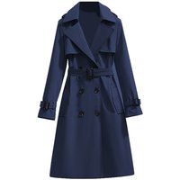 Women's Elegant Trench Coat Long Sleeve Overcoat - Slim Fit Double Breasted Casual Windbreaker With Pockets In 12 Colors (S-3XL)