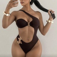 Women's Clothing One Piece Strapless Bikini Solid Color Sexy Backless Swimsuit Clothing