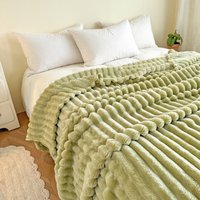 Thickened Wide Strip Rabbit Plush Coral Fleece Milky Fleece Blanket Rabbit Like Fleece