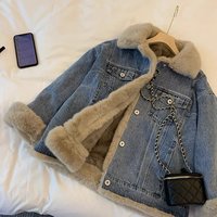 Clothing thick furry casual bf style cotton coat loose parka fur winter