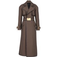 HIGH STREET Newest 2024 Fall Winter Designer Coat Belted Monogram Jacquard Trench Overcoat