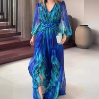French Retro Fashion Printed Long Sleeve Elegant Dress