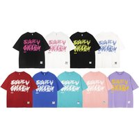 Men's Clothing Summer New National Tide Campus Style Multi-Color Letter Print Short-Sleeved Youth Popular T-Shirt Cotton