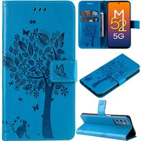 Embossed Cat Wallet Case Samsung Galaxy M33 M53 M21 M30 M30S M31S M32 M51 M52 M60S M11 M10 M10S M01 PU Leather Flip
