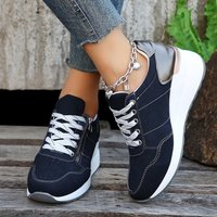 Casual women's sports shoes lace-up burned thick soled plus-size single shoes