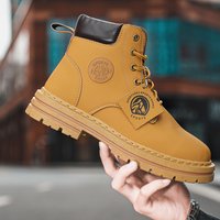 British style big boots soft leather soft soles retro short boot work boots