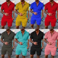 Printed POLO Shirt Set Lapel Short Sleeve Pullover Casual T shirt