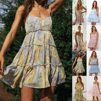 Clothing Sexy Printed Suspender Dress