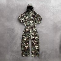 Camouflage Forest Pattern Outdoor Fashion Outfit Loose Hooded Sweatshirt Pants Trendy American Style