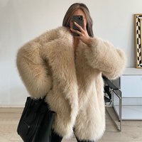 Fashionable Versatile Lapel Loose Mid length Faux Fur Coat