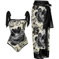Clothing One Piece Conservative Belly Covering Holiday Beach Hot Spring Short Sleeved Swimsuit Bikini Retro Bikini