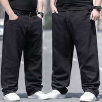 Men's Clothing Plus Size Jeans Straight Loose Large Size Wide Leg Plus Fat Fat Guy Big Crotch Labor Protection Pants