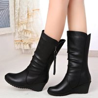Shoes boots wedge heel round head boots large shoes spot 35 42