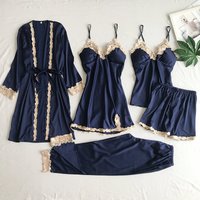Lace Trim Loungewear Set Without Padding– Imitation Silk Pajamas 