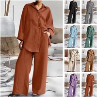 Women's Clothing nine quarter sleeve shirt loose pants two piece suit