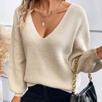 Clothing autumn winter sweaters sexy backless lace up V neck pullover long sleeved sweater