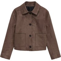Faux Suede Short Jacket Notch Lapel & 3D Effect Casual Blazer Office & Daily Wear 