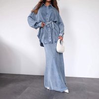 Elegant Lapel Button Down Dress Set – Autumn Office & Casual Outfit 