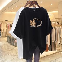 Clothing Summer Cartoon Short Sleeved T Shirt Mid Length Top Korean Version Large Half Sleeved Loose Student Trend Ins