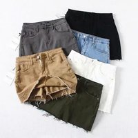 Clothing Chic High Waist Denim Short Skirt Summer Raw Edge Line Skirt Safety Pants Mini Skirt