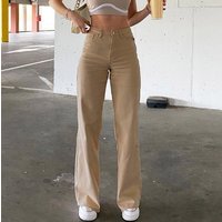 Clothing High waisted solid slim jeans woman