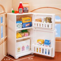 Guojiajia Mini Refrigerator Food and Play Set Children’s Toys Senbei Baby House Miniature Kitchen Forest Family