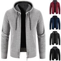 Men's Clothing autumn men's fleece-lined sweater plus size sweater warm wool plus size loose hooded cardigan coat